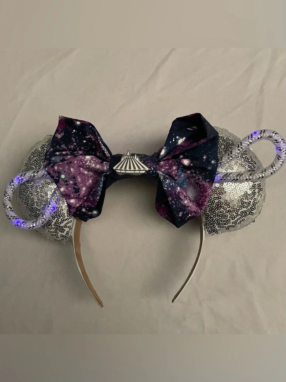 Light Up Disney Space Mountain Mouse Ears Headband And Free Gift New (Other)